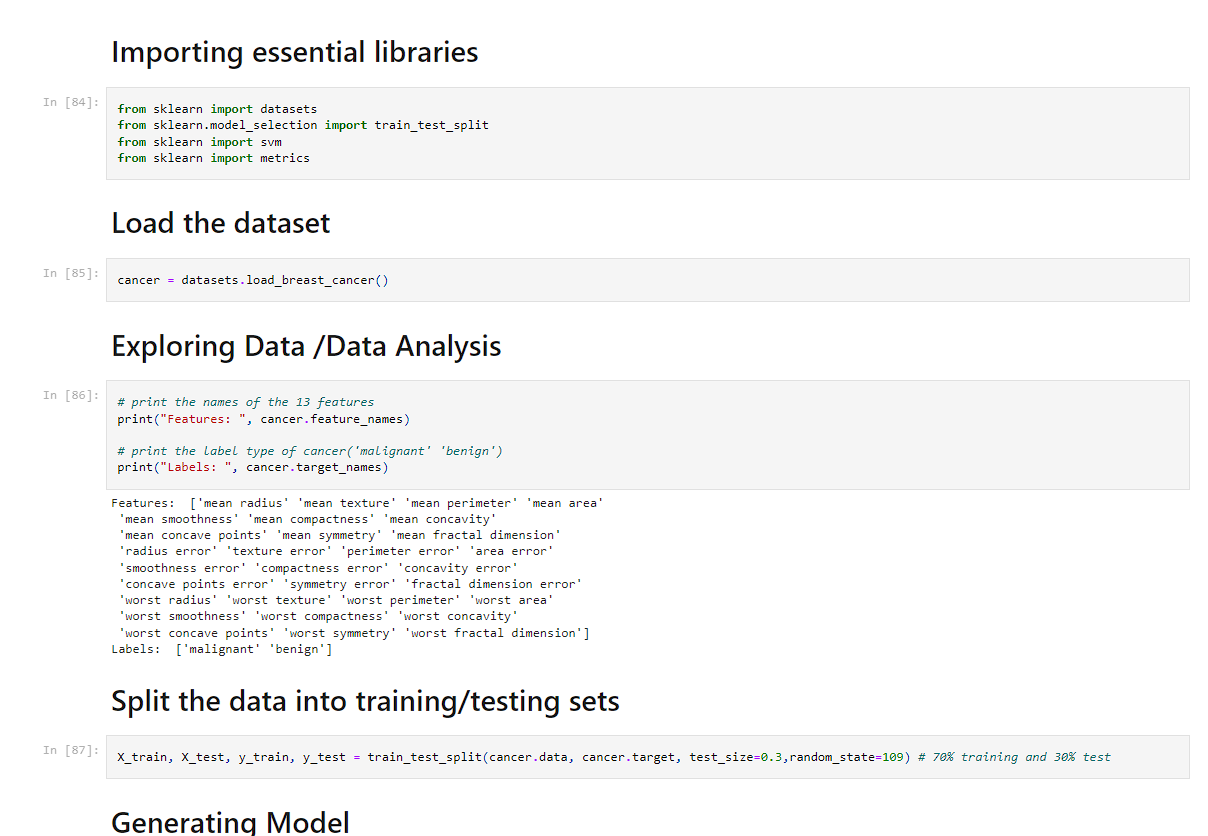 Breast Cancer Prediction Using SVM